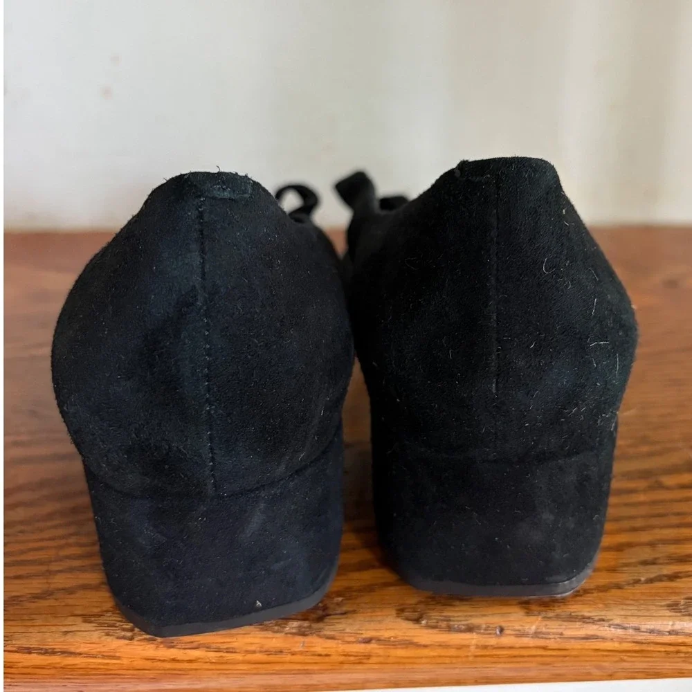 Jeffrey Campbell Black Suede Thong Block Heel Sandals Square Toe Womens 10